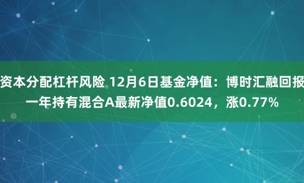 资本分配杠杆风险 12月6日基金净值：博时汇融回报一年持有混合A最新净值0.6024，涨0.77%