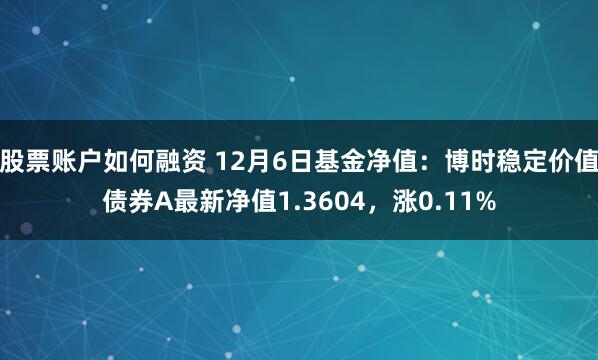 股票账户如何融资 12月6日基金净值：博时稳定价值债券A最新净值1.3604，涨0.11%