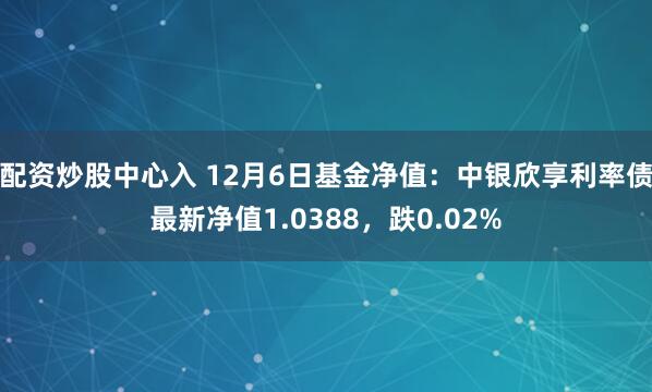 配资炒股中心入 12月6日基金净值：中银欣享利率债最新净值1.0388，跌0.02%