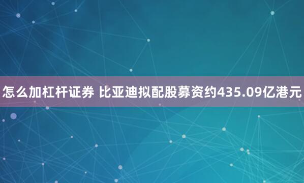 怎么加杠杆证券 比亚迪拟配股募资约435.09亿港元